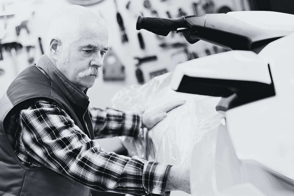 Marine inspector examining a boat